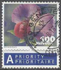 Schweiz – M 2194 + Prioritaire Blommor – Ärtblomma, märke
