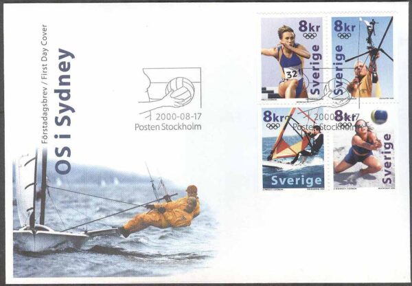 Sverige - FDC 2000-08-17 - OS i Sidney 2000, 4-Block kpl Vinjett 1