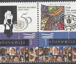 Slovenien – M  124-123 FN organisationer 50 år FN & FAO, par kpl **
