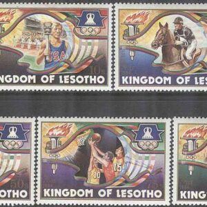Lesotho – M  469-473 OS i Los Angeles 1984 bla Hästhoppning & Basket, 5 kpl **