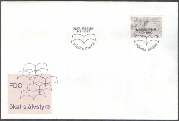 Åland - FDC 1993-03-01 - Ny självstyrelselag, 1 kpl Vinjett 1