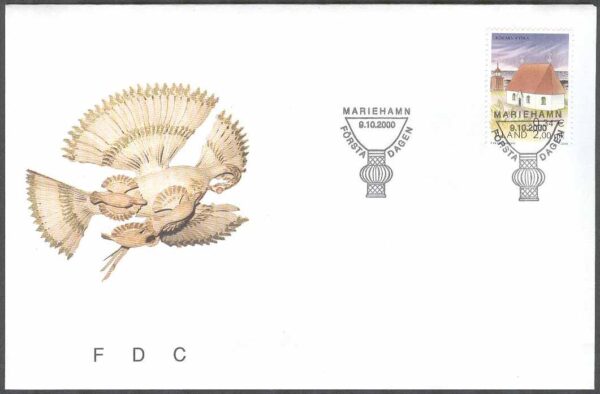 Åland - FDC 2000-10-09 - Kökars kyrka, 1 kpl Vinjett 1