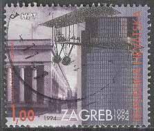 Kroatien – M  301 Staden Zagreb 900 år – Byggnad & Flygplan, märke