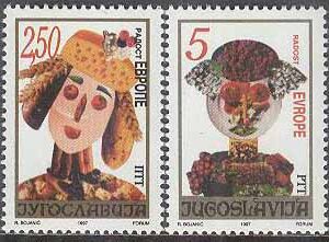 Jugoslavien – M 2834-2835 Europeisk Barnträff – Freda Europa, 2 kpl **
