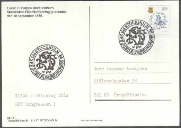 Stockholm 19/4-86 SFF Jubileumskongress