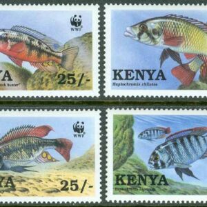 Kenya – M  699-702 Fiskar – Haplochromis – Naturskydd – WWF, 4 kpl **
