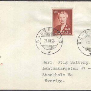 Norge – FDC 1956-03-28 – Kronprinsessan Märta, 2 kpl Vinjett 2 Adressat