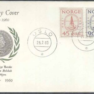 Norge – FDC 1960-02-26 – Vetenskapssällskapet, 2 kpl Vinjett 4