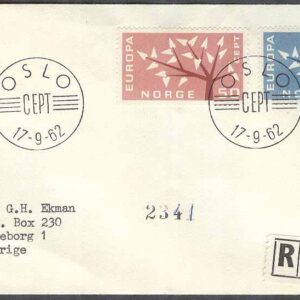 Norge – FDC 1962-09-17 – Europa CEPT 1962, 2 kpl REK+Adressat