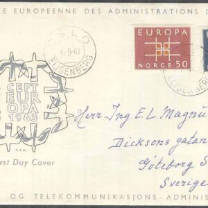 Norge – FDC 1963-09-14 – Europa CEPT 1963, 2 kpl Vinjett 7 Adressat