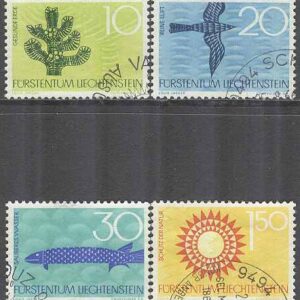 Liechtenstein – M  460-463 Naturskydd bla Fågel & Fisk, 4 kpl