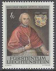 Liechtenstein – M  613 Franz Anton Marxer död i 200 år – Biskop, 1 kpl **