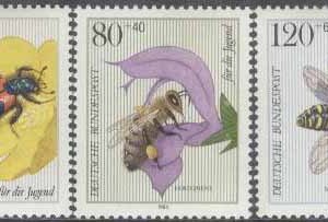 Tyskland – M 1202, 1204-1205 Insekter bla Skalbagge & Honugsbi, 3 olika **