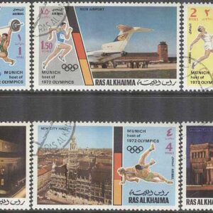 Ras Al Khaima – M  724-729 A OS i München 1972 Byggnader, 6 kpl