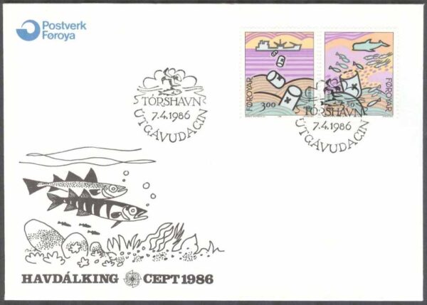 Färöarna - FDC 1986-04-07 - Europa CEPT 1986 Natur, 2 kpl Vinjett 1