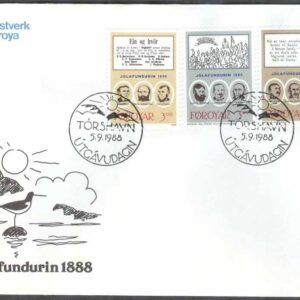 Färöarna – FDC 1988-09-05 – Berömda Personer – Julmötet 100 år, 3 kpl Vinjett 1