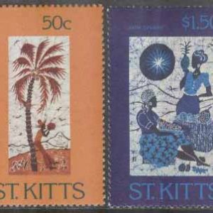 St. Kitts – M  126-129 Konst – Batik bla Fåglar & Fjärilar, 4 kpl **