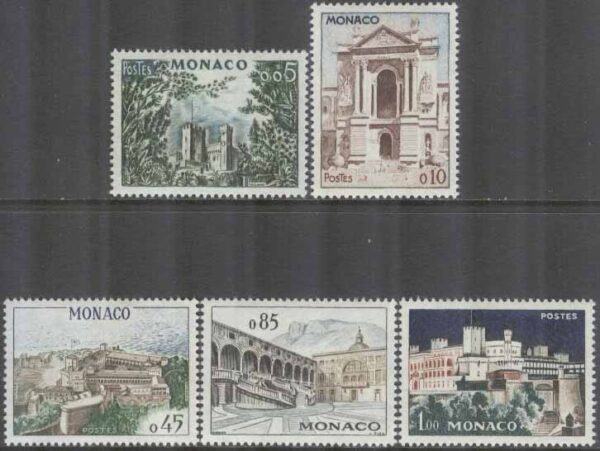 Monaco - M  644-648 Byggnader bla Furstenpalatset, 5 kpl **