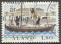 Åland – F   26 Posten 350 år – Postrotebåt, 1 kpl