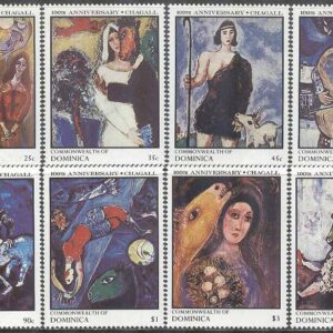 Dominica – M 1023-1030 Konst – Marc Chagall 100 år, 8 kpl **