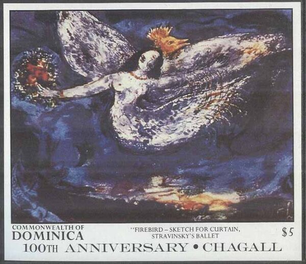 Dominica - M BL 118 Konst - Marc Chagall 100 år, Block **