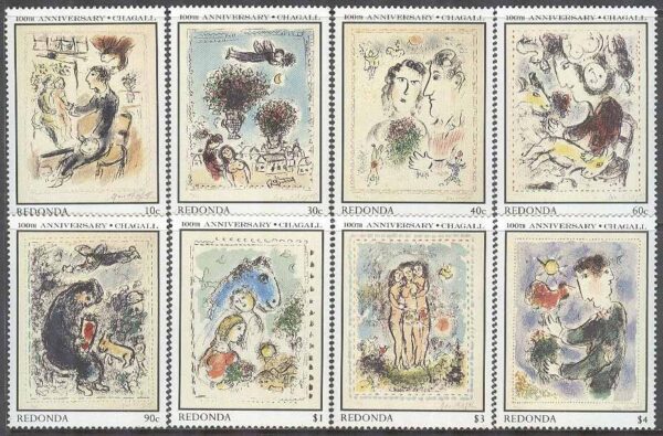 Redonda - M  225-232 Konst - Marc Chagall 100 år, 8 kpl **
