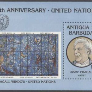 Antigua & Barbuda – M BL 103 FN 40 år – Konst av Marc Chagall, Block **