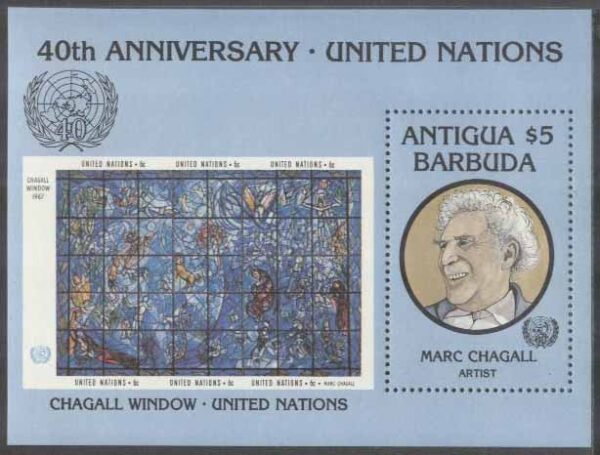 Antigua & Barbuda - M BL 103 FN 40 år - Konst av Marc Chagall, Block **