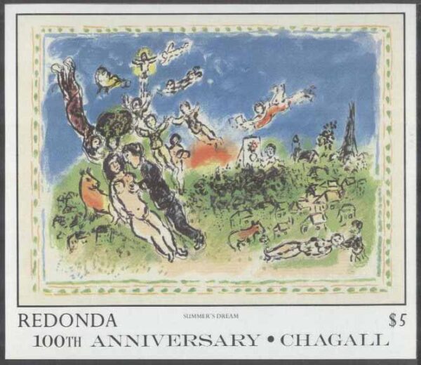 Redonda - M BL  38 Konst - Marc Chagall 100 år, Block **