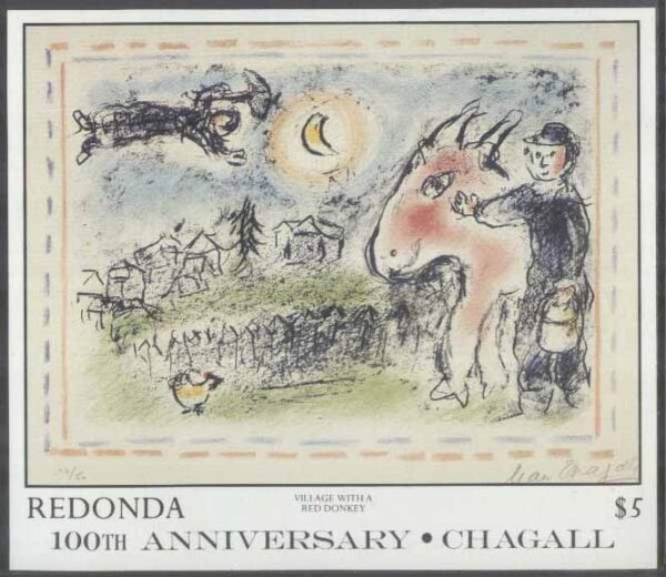 Redonda - M BL  39 Konst - Marc Chagall 100 år, Block **