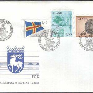 Åland – FDC 1984-03-01 – Olika Motiv – Bruksfrimärken, 3 kpl Vinjett 1