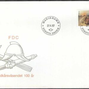 Åland – FDC 1987-04-27 – Brandkårsväsendet – Hästar, 1 kpl Vinjett 1