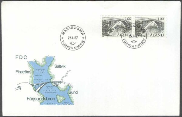 Åland - FDC 1987-04-27 - Färjsundsbron, 1 kpl Vinjett 1