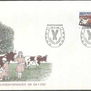 Åland – FDC 1988-03-29 – Lantbruksundervisningen 100 år – Hästar, 1 kpl Vijett 1