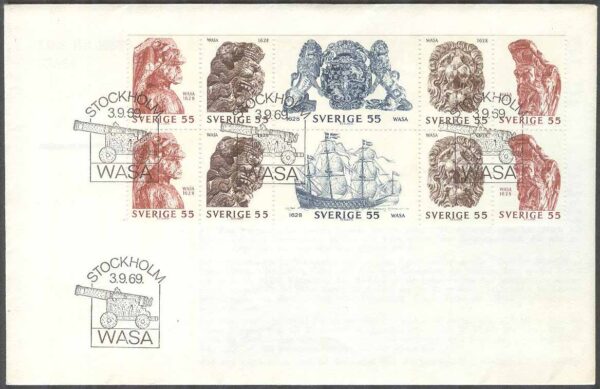 Sverige - FDC 1969-09-03 - Regalskeppet Wasa, Block kpl