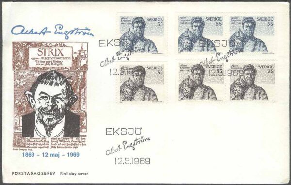 Sverige - FDC 1969-05-12 - Albert Engström, 7 kpl Vinjett 1