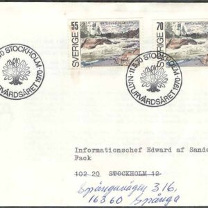 Sverige – FDC 1970-05-11 – Europeiska Naturvårdsåret 1970, 2 kpl Adressat