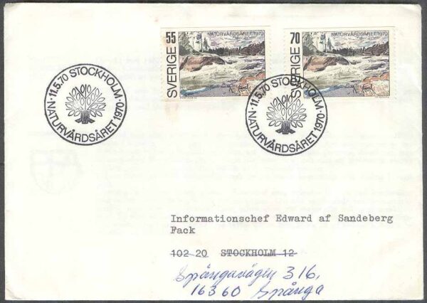 Sverige - FDC 1970-05-11 - Europeiska Naturvårdsåret 1970, 2 kpl Adressat