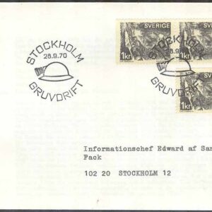 Sverige – FDC 1970-09-28 – Gruvdrift, 3 kpl Adressat