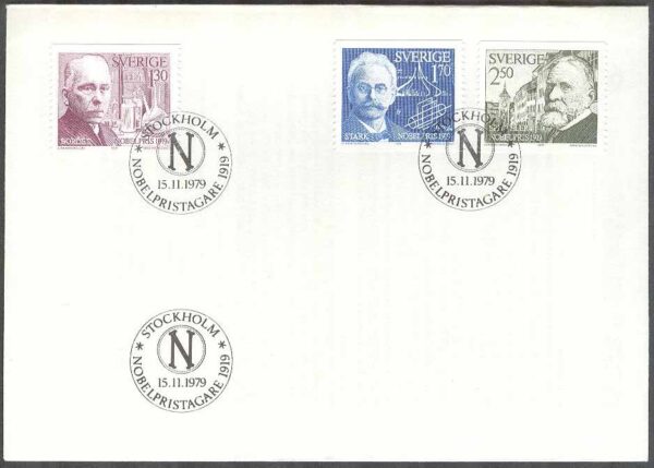 Sverige - FDC 1979-11-15 - Nobelpristagare 1919, 3 kpl