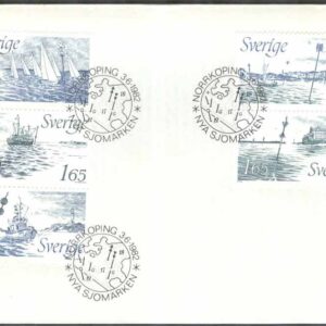 Sverige – FDC 1982-06-03 – Nya sjömärken, delad 5-strip kpl