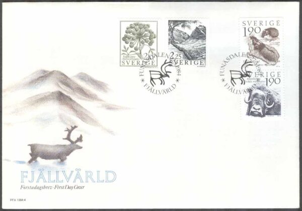 Sverige - FDC 1984-03-27 - Fjällvärld, 4 kpl Vinjett 1