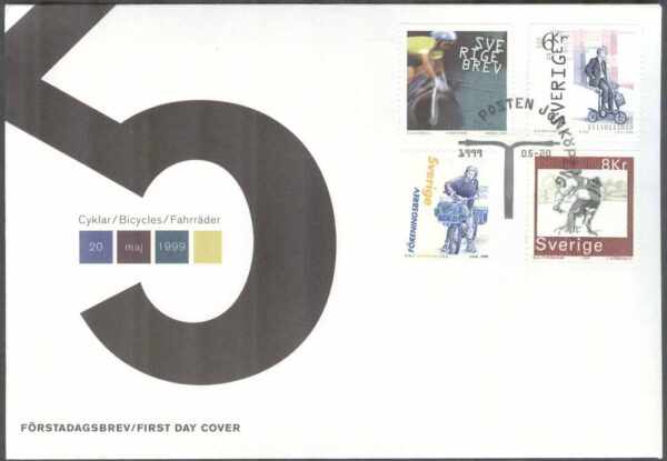 Sverige - FDC 1999-05-20 - Cyklar, 4 kpl Vinjett 1