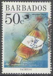 Barbados – M  744 Segling – Segelbåt – Utställning WORLD STAMP EXPO ’89, märke