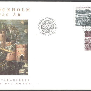 Sverige – FDC 2002-03-21 – Stockholm 750 år, serie 2 kpl Vinjett 1