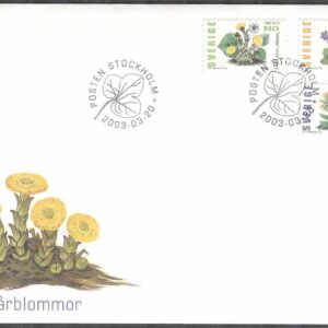 Sverige – FDC 2003-03-20 – Vårblommor, 3 kpl Vinjett 1
