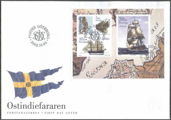Sverige - FDC 2003-10-04 - Ostindiefarare, HBL kpl Vinjett 1