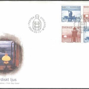 Sverige – FDC 2004-05-13 – Nordiskt ljus – Fiskare & Fyrtorn, 2 SX-par kpl Vinjett 1
