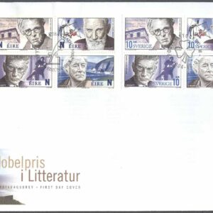 Sverige – FDC 2004-10-01 – Nobelpristagare – Litteratur, 4-Block  + Irland kpl Vinjett 1