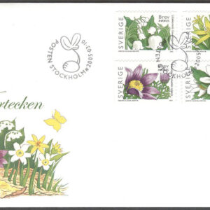 Sverige – FDC 2005-03-10 – Vårtecken – Blommor, 4 kpl Vinjett 1
